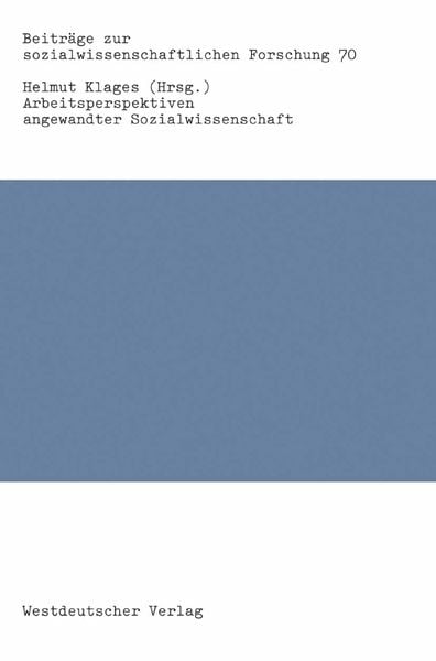 Produktbild: Arbeitsperspektiven angewandter Sozialwissenschaft