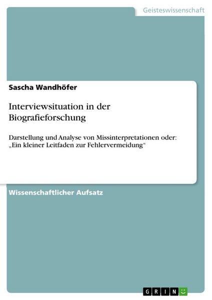 Produktbild: Interviewsituation in der Biografieforschung