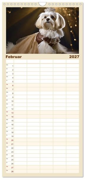 Produktbild: Familienplaner 2027 - Kleine Hunde - Gro&szlig;e Diven mit 5 Spalten (Wandkalender, 21 x 45 cm) CALVENDO