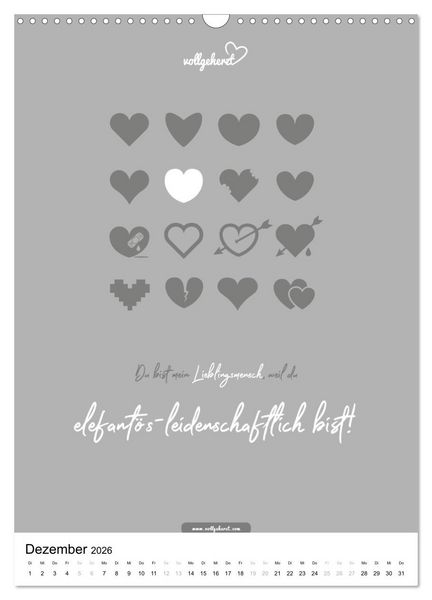Produktbild: vollgeherzt: Lieblingsmensch-Kalender - Der Wandkalender als Geschenk f&uuml;r ganz besondere Menschen (Wandkalender 2026 DIN A3 hoch), CALVENDO Monatskalender