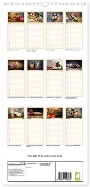Produktbild: Familienplaner 2027 - Wabi Sabi: All die sch&ouml;nen alten Dinge mit 5 Spalten (Wandkalender, 21 x 45 cm) CALVENDO