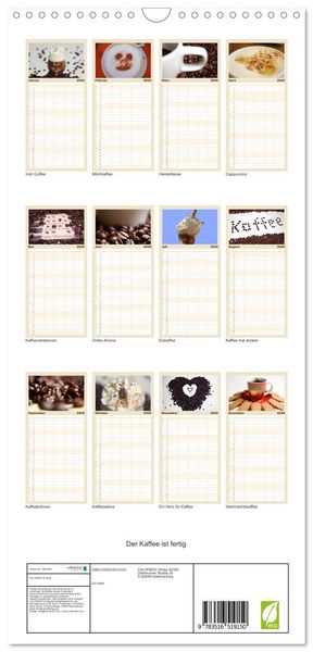Produktbild: Familienplaner 2026 - Der Kaffee ist fertig mit 5 Spalten (Wandkalender, 21 x 45 cm) CALVENDO