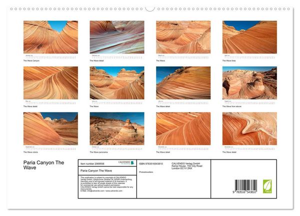Produktbild: Paria Canyon The Wave (High Quality Premium Wall Calendar 2026 DIN A2 landscape),CALVENDO 12 Month Wall Calendar