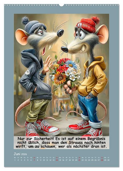 Produktbild: Rattige Jungs. Trockener, b&ouml;ser Stadtratten-Humor (hochwertiger Premium Wandkalender 2026 DIN A2 hoch), Kunstdruck in Hochglanz