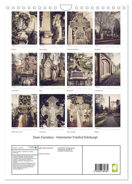 Produktbild: Dean Cemetery - Historischer Friedhof Edinburgh (Wandkalender 2026 DIN A4 hoch), CALVENDO Monatskalender