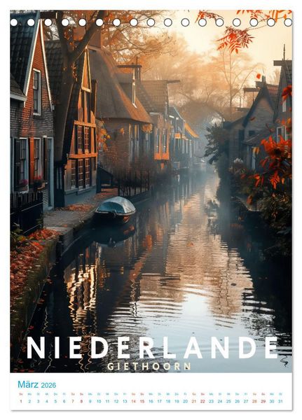 Produktbild: Niederlande - Old School Poster Style (Tischkalender 2026 DIN A5 hoch), CALVENDO Monatskalender