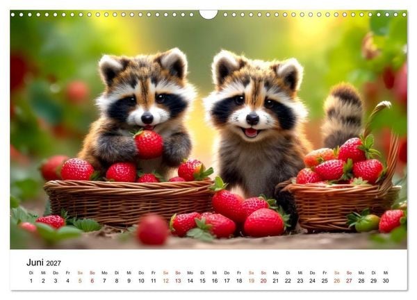 Produktbild: Waschb&auml;ren - Klein. Knuddelig. Herzerw&auml;rmend. (Wandkalender 2027 DIN A3 quer), CALVENDO Monatskalender