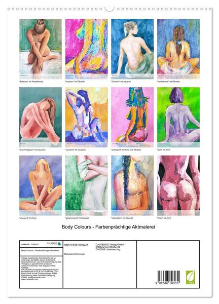 Produktbild: Body Colours - Farbenpr&auml;chtige Aktmalerei (hochwertiger Premium Wandkalender 2026 DIN A2 hoch), Kunstdruck in Hochglanz