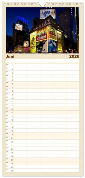 Produktbild: Familienplaner 2026 - NEW YORK Bekannte Blicke mit 5 Spalten (Wandkalender, 21 x 45 cm) CALVENDO