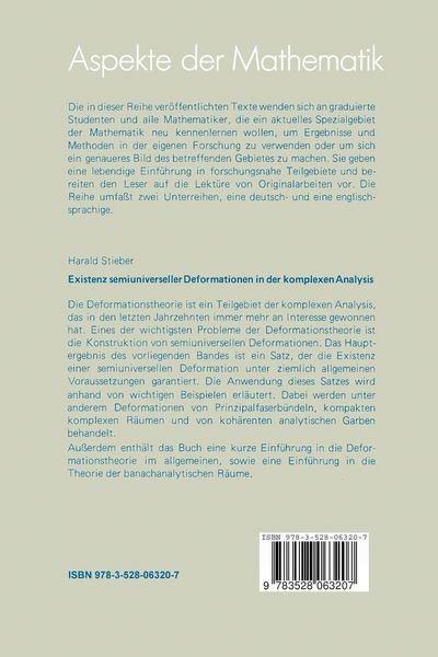 Produktbild: Existenz semiuniverseller Deformationen in der komplexen Analysis