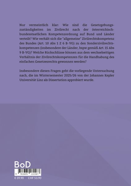 Produktbild: Zivilrecht und Kompetenzverteilung