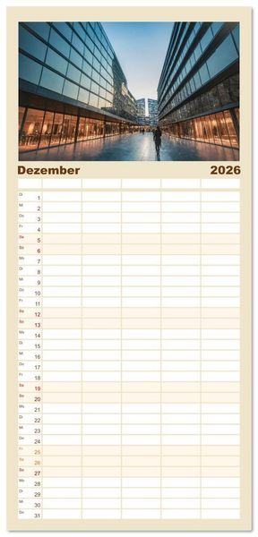 Produktbild: Familienplaner 2026 - Einsamkeit in Architektur mit 5 Spalten (Wandkalender, 21 x 45 cm) CALVENDO