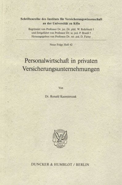 Produktbild: Personalwirtschaft in privaten Versicherungsunternehmungen.