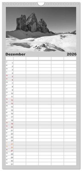 Produktbild: Familienplaner 2026 - Bergsucht 2026 mit 5 Spalten (Wandkalender, 21 x 45 cm) CALVENDO