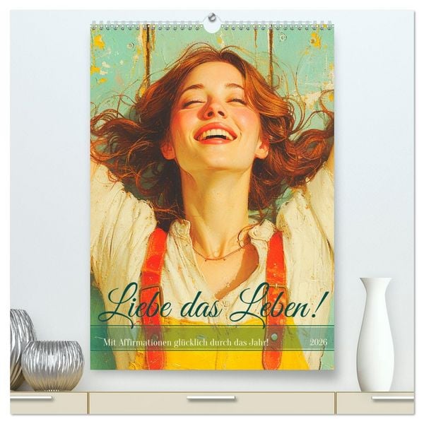 Liebe das Leben! Mit Affirmationen glücklich durch das Jahr! (hochwertiger Premium Wandkalender 2026 DIN A2 hoch), Kunstdruck in Hochglanz