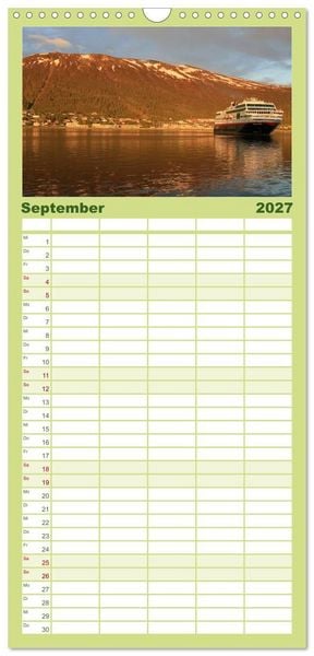 Produktbild: Familienplaner 2027 - Hurtigruten - Entlang der norwegischen K&uuml;ste mit 5 Spalten (Wandkalender, 21 x 45 cm) CALVENDO