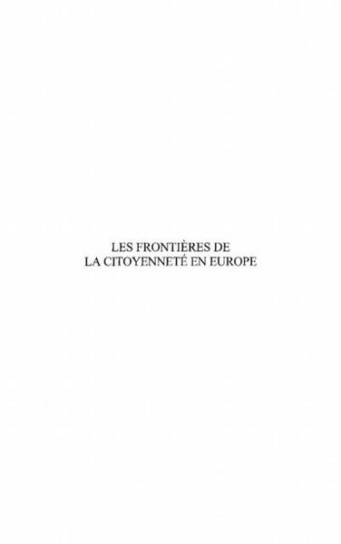 Produktbild: Les Frontieres De La Citoyennete En Europe