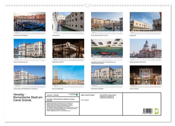 Produktbild: Venedig - Romantische Stadt am Canal Grande (Wandkalender 2026 DIN A2 quer), CALVENDO Monatskalender
