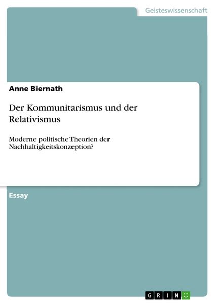 Produktbild: Der Kommunitarismus und der Relativismus