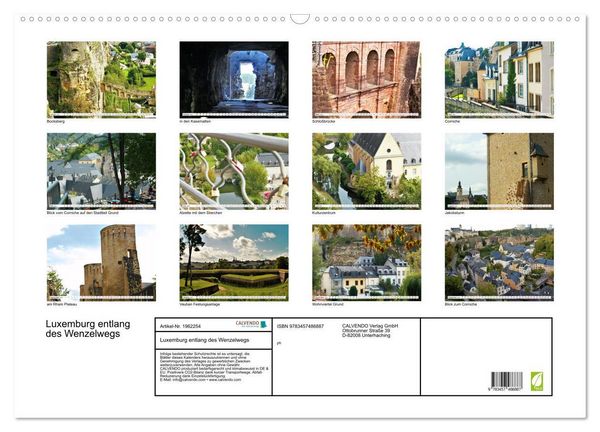 Produktbild: Luxemburg entlang des Wenzelwegs (Wandkalender 2026 DIN A2 quer), CALVENDO Monatskalender