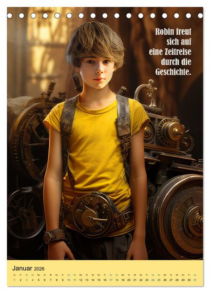 Produktbild: Robin und die Zeitmaschine (Tischkalender 2026 DIN A5 hoch), CALVENDO Monatskalender