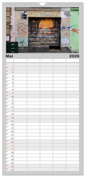 Produktbild: Familienplaner 2026 - Dresdens Neustadt mit 5 Spalten (Wandkalender, 21 x 45 cm) CALVENDO
