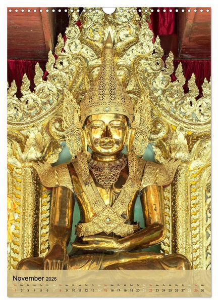 Produktbild: BUDDHA in GOLD (Wandkalender 2026 DIN A3 hoch), CALVENDO Monatskalender