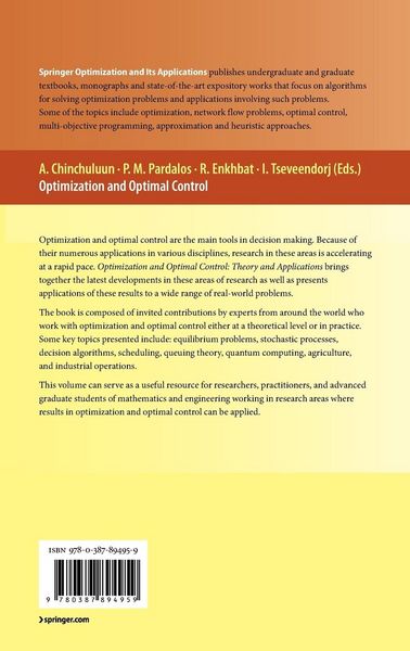 Produktbild: Optimization and Optimal Control