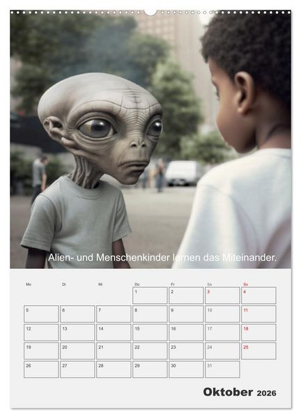 Produktbild: Aliens sind gelandet. Wie k&ouml;nnte diese Zukunftsvision f&uuml;r uns Menschen aussehen? (Wandkalender 2026 DIN A2 hoch), CALVENDO Monatskalender