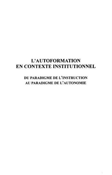 Produktbild: Autoformation en contexte institutionnel