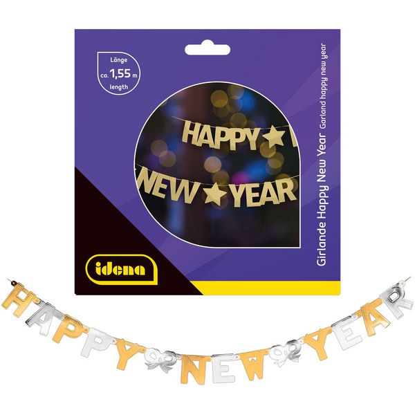 Produktbild: Idena Girlande Happy New Year gold /silber 160cm