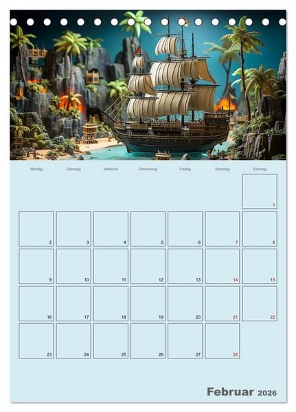 Produktbild: Schiffe, Fische und Piraten (Tischkalender 2026 DIN A5 hoch), CALVENDO Monatskalender