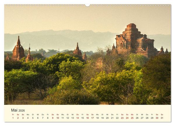 Produktbild: Bagan - Pagode im Wald (hochwertiger Premium Wandkalender 2026 DIN A2 quer), Kunstdruck in Hochglanz