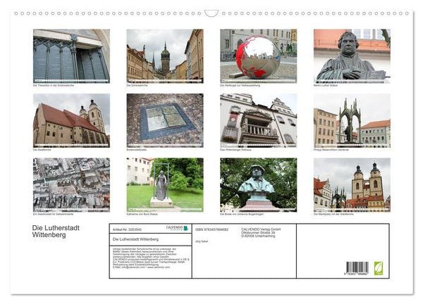 Produktbild: Die Lutherstadt Wittenberg (Wandkalender 2026 DIN A2 quer), CALVENDO Monatskalender