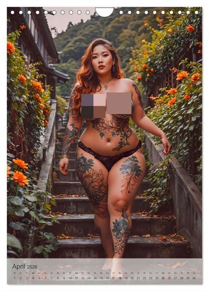 Produktbild: Verf&uuml;hrerische Momente - Kurven und Tattoos (Wandkalender 2026 DIN A4 hoch), CALVENDO Monatskalender
