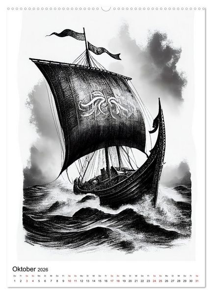 Produktbild: Welt und Mythologie der Wikinger (Wandkalender 2026 DIN A2 hoch), CALVENDO Monatskalender