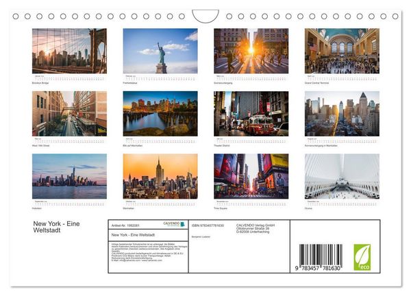 Produktbild: New York - Eine Weltstadt (Wandkalender 2026 DIN A4 quer), CALVENDO Monatskalender