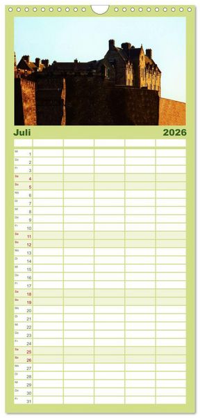 Produktbild: Familienplaner 2026 - Schottlands Burgen und Ruinen mit 5 Spalten (Wandkalender, 21 x 45 cm) CALVENDO