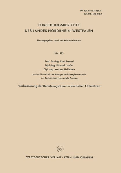 Produktbild: Verbesserung der Benutzungsdauer in l&auml;ndlichen Ortsnetzen