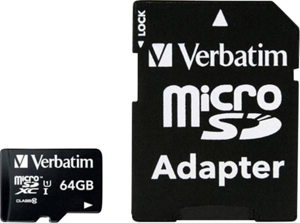 Verbatim MICRO SDXC 64GB CL 10 ADAP microSDXC-Karte 64 GB Class 10 inkl. SD-Adapter