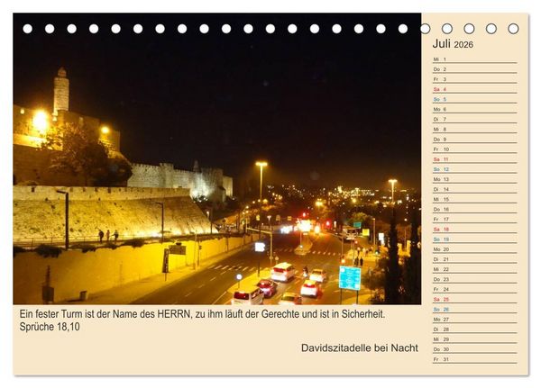 Produktbild: Jerusalem mit Bibelversen / Geburtstagsplaner (Tischkalender 2026 DIN A5 quer), CALVENDO Monatskalender