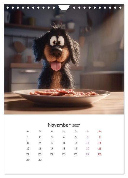 Produktbild: Fellnasen am K&uuml;chentisch - 12 KI-Motive mit Hunden (Wandkalender 2027 DIN A4 hoch), CALVENDO Monatskalender
