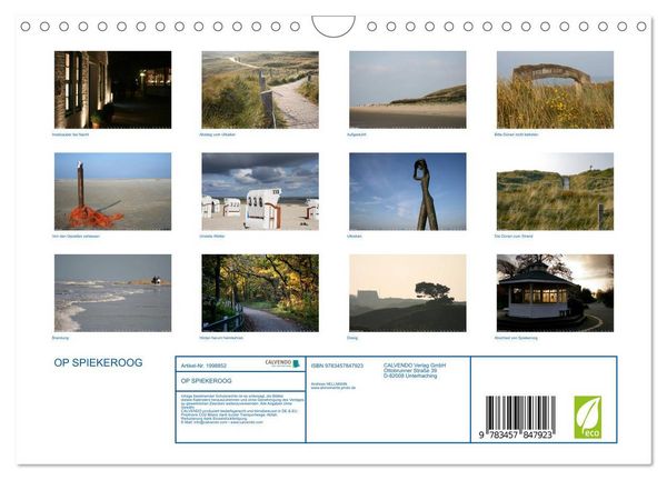 Produktbild: OP SPIEKEROOG (Wandkalender 2026 DIN A4 quer), CALVENDO Monatskalender