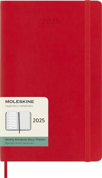 Moleskine 12 Monate Wochen Notizkalender 2025, Large/A5, Weicher Einband, Scharlachrot