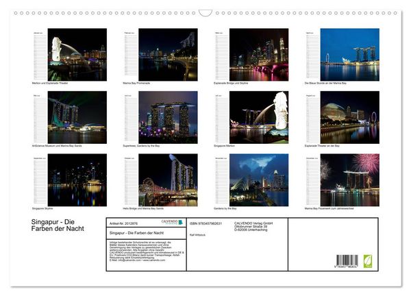 Produktbild: Singapur - Die Farben der Nacht (Wandkalender 2026 DIN A2 quer), CALVENDO Monatskalender