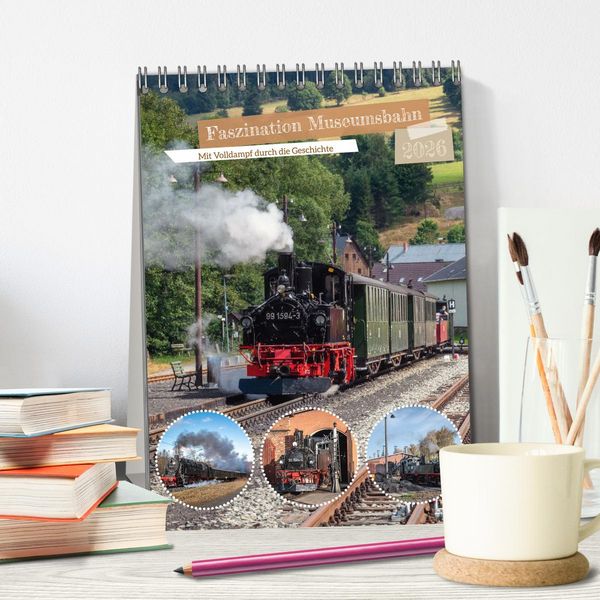 Produktbild: Faszination Museumsbahn (Tischkalender 2026 DIN A5 hoch), CALVENDO Monatskalender