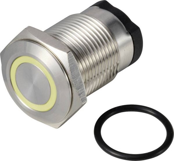 Produktbild: TRU COMPONENTS TC-13224152 ONPOW6316F-10E/Q/Y/12V/S Drucktaster 36 V DC/AC 2 A 1 x Aus/(Ein) tastend Gelb IP65 1 St.