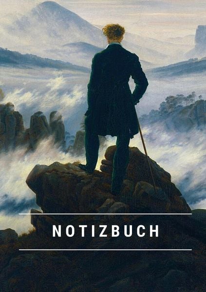 Produktbild: Notizbuch klein A5 Blanko - Notizheft 44 Seiten 90g/m&sup2; - Softcover Caspar David Friedrich "Der Wanderer &uuml;ber dem Nebelmeer"- Papier