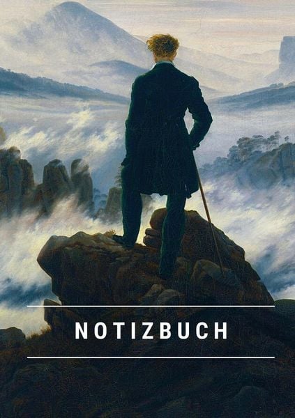 Produktbild: Notizbuch klein A5 Blanko - Notizheft 44 Seiten 90g/m&sup2; - Softcover Caspar David Friedrich "Der Wanderer &uuml;ber dem Nebelmeer