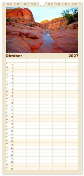 Produktbild: Familienplaner 2027 - Naturwunder und Nationalparks der amerikanischen Westk&uuml;ste mit 5 Spalten (Wandkalender, 21 x 45 cm) CALVENDO